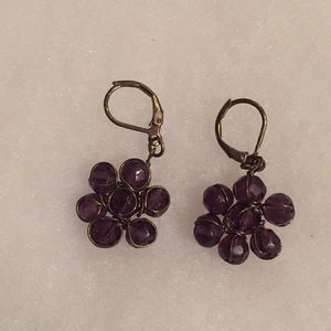 Purple flower earrings